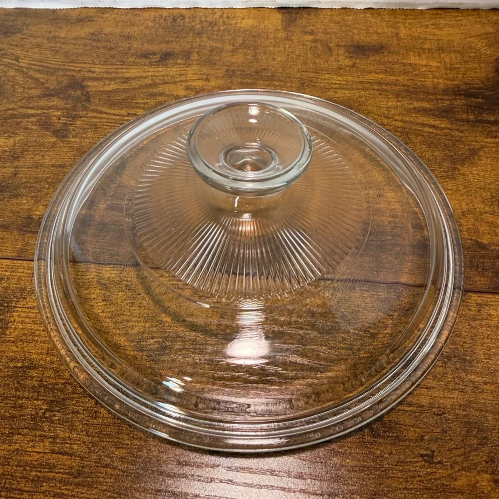 Vtg Pyrex G-5-C-A Clear Glass Ribbed Sunburst Casserole Replacement Lid 7.5 Inch